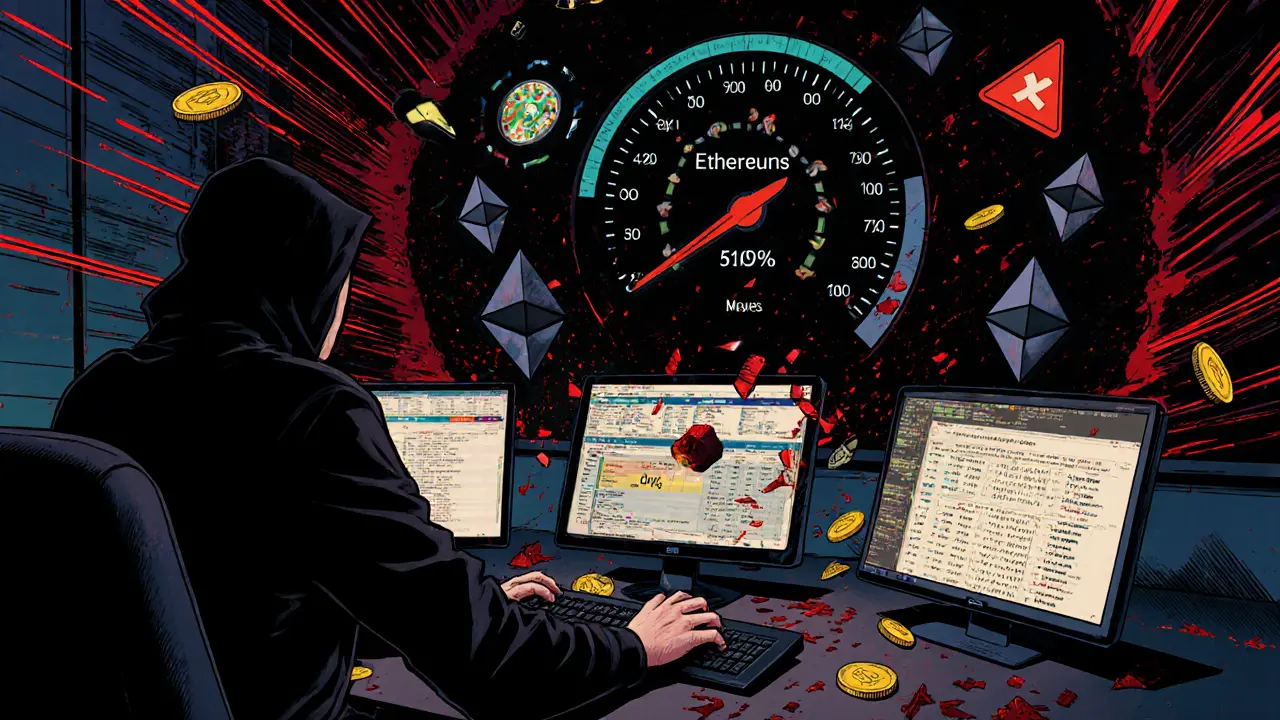 A hacker triggers a 51% attack, rewriting Ethereum Classic blocks as exchanges crash in the background.