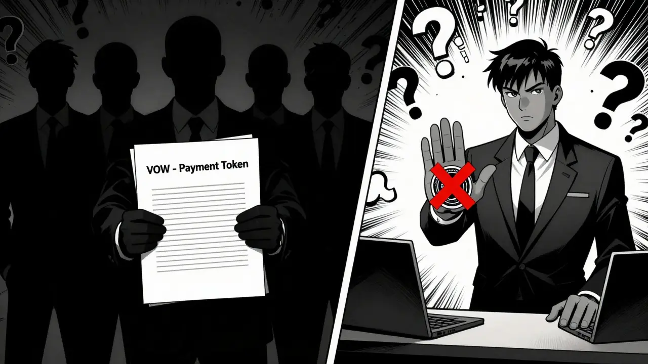 Faceless team with whitepaper vs. merchant rejecting VOW token