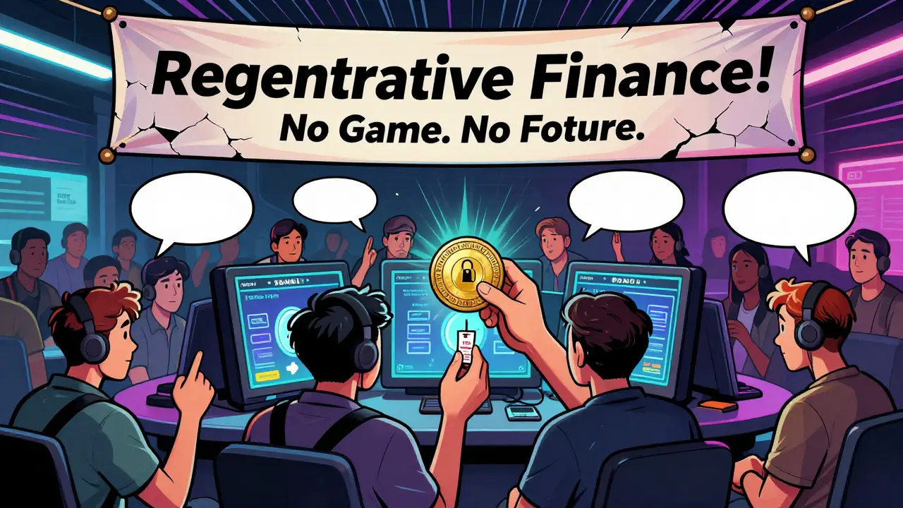 Users vote with MX tokens at MEXC Exchange to claim BRKL airdrops in 2021, while a cracked banner reveals 'No Game. No Future.'