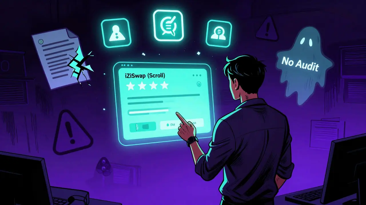 iZiSwap (Scroll) Crypto Exchange Review: Zero Fees, No Reviews, and Big Risks