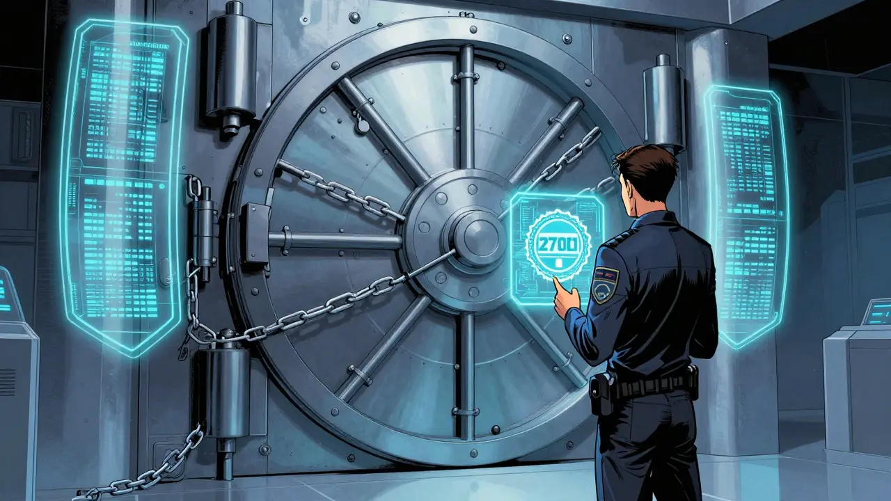 A futuristic high-tech vault representing secure cold storage for crypto assets.