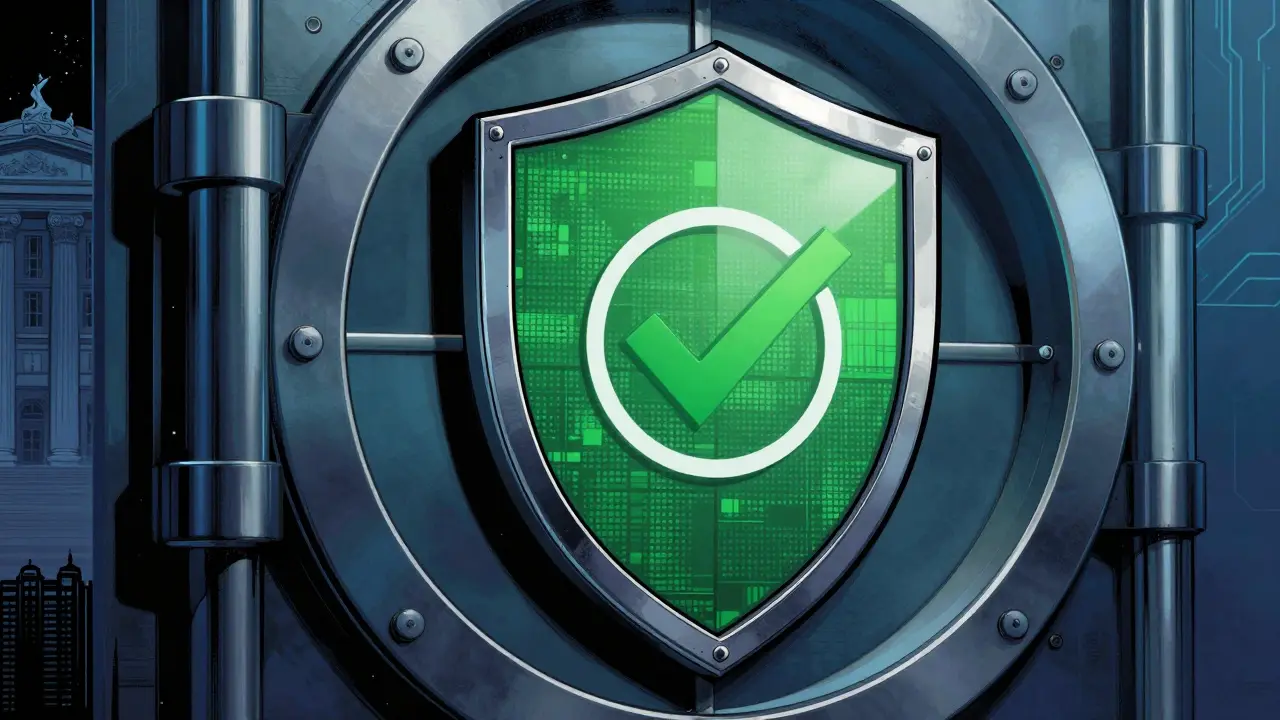 A secure digital vault protecting a crypto wallet in a cyberpunk comic book style.