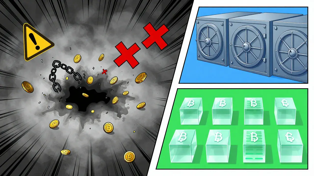 Comic panel showing lost coins vs secure vaults