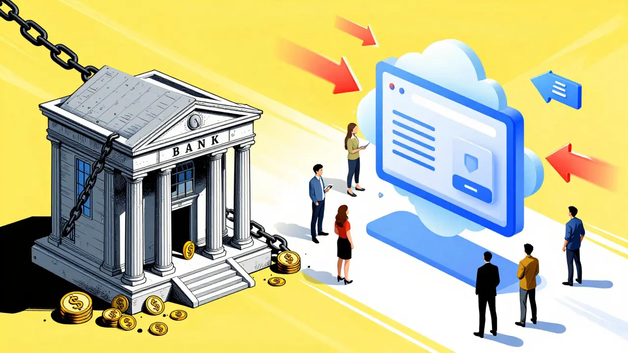 Comparison of slow traditional banks vs fast digital wallets