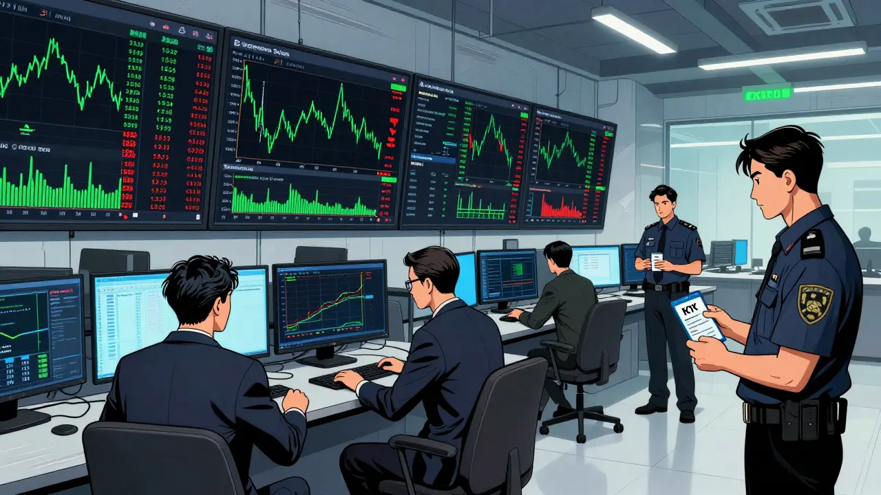 Institutional traders using advanced tools on eToroX's secure trading floor