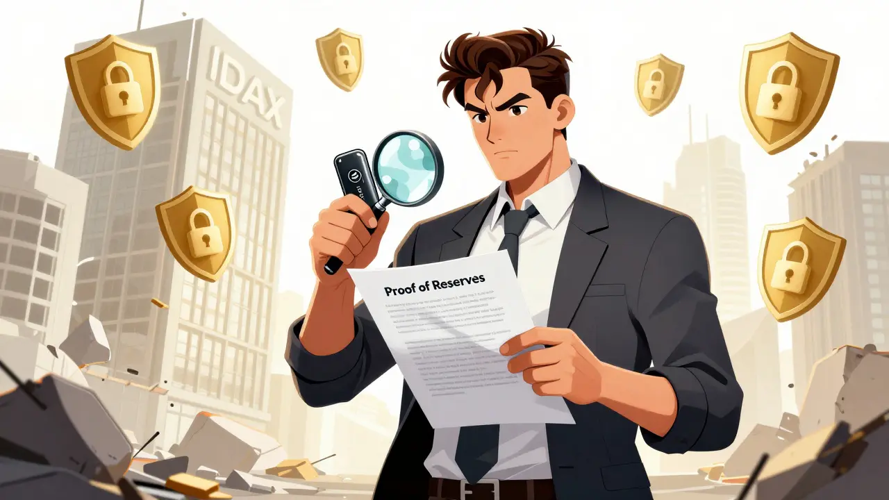 Heroic investor holding hardware wallet and proof of reserves shield