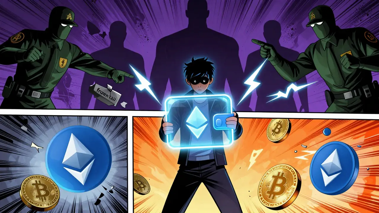 User holding crypto wallet amid regulatory storm