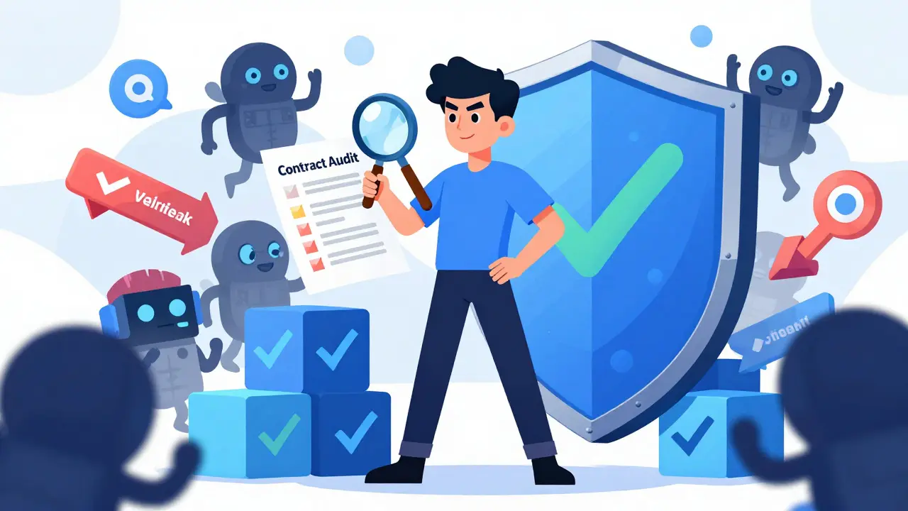 Hero protecting wallet with shield against scams using verification tools