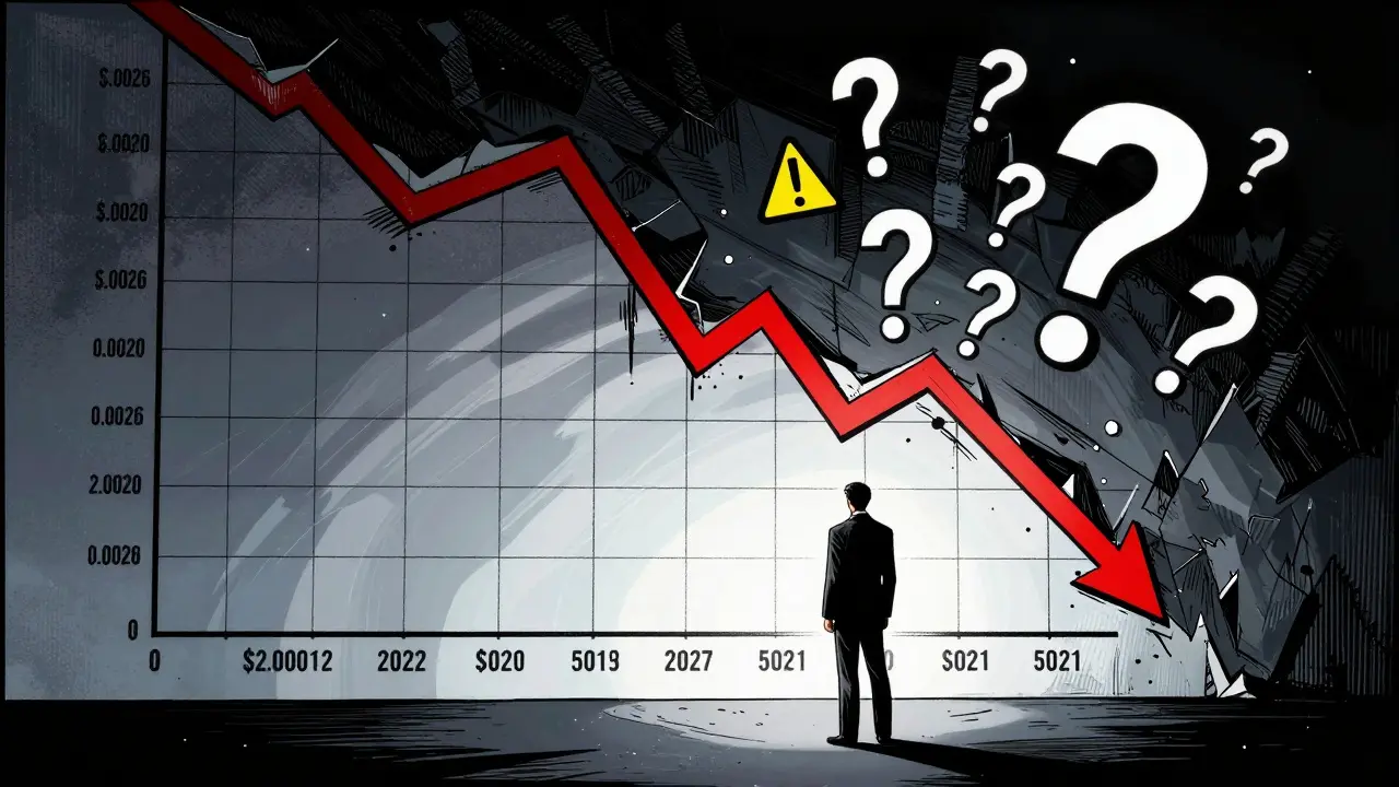 Investor looking at a crashing red stock chart in comic style