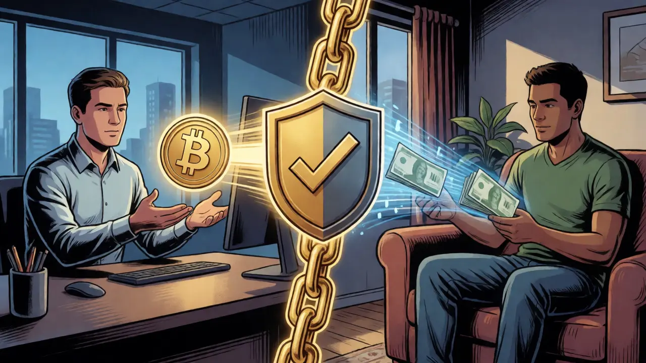 Peer-to-peer crypto transaction secured by an escrow shield