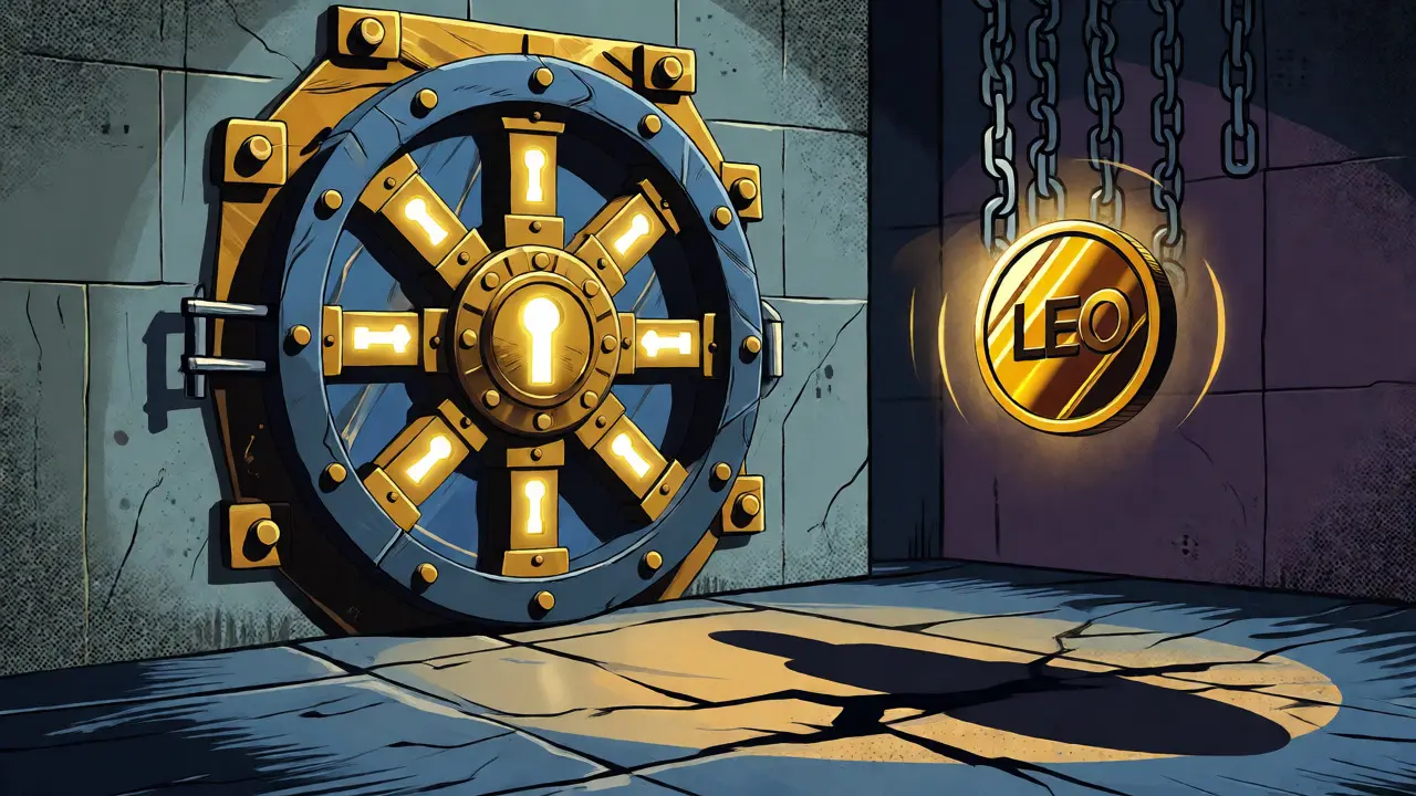 Secure vault with golden token protecting assets from hidden risks