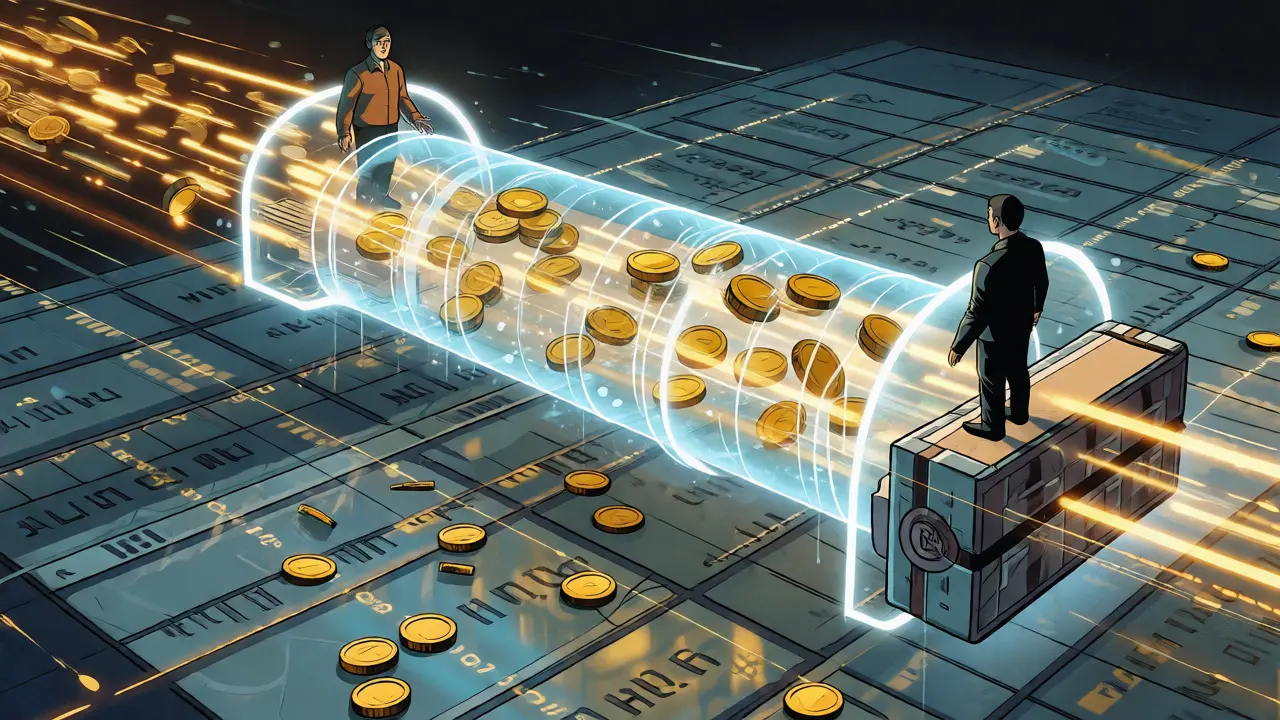 Two parties exchanging funds instantly through a secure overhead state channel