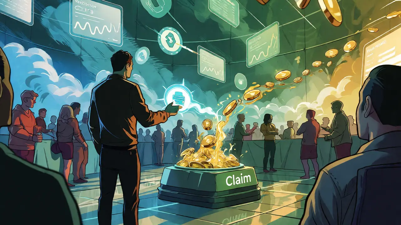 User claiming NFTP tokens in decentralized marketplace