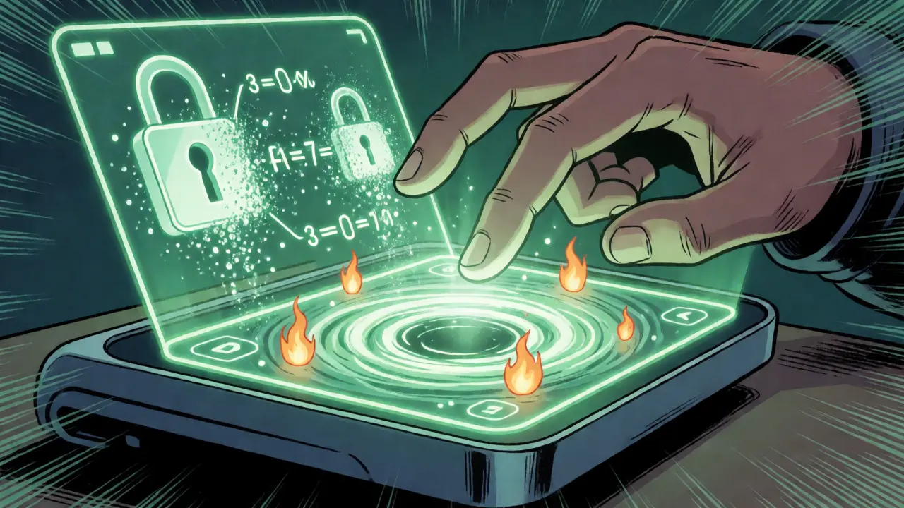 User interacting with holographic crypto mining interface